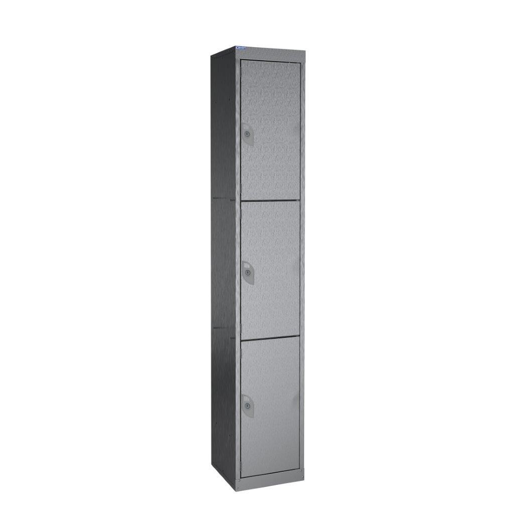 Stainless Steel Three Door Locker - Flat Top